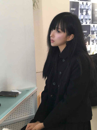 Basic Regular Fit Mandarin Collar Wool Double Coat