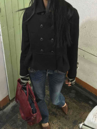 Basic Regular Fit Mandarin Collar Wool Double Coat