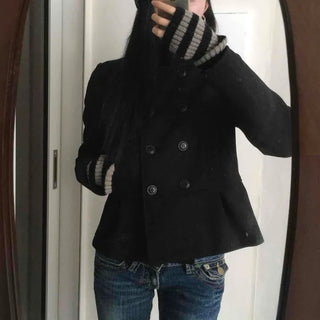 Basic Regular Fit Mandarin Collar Wool Double Coat