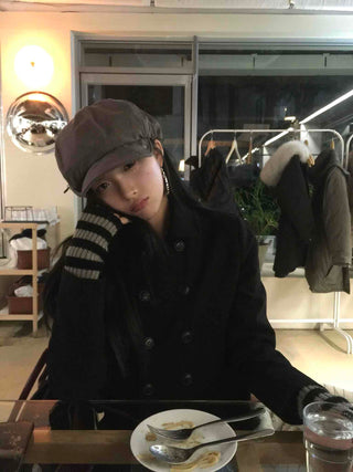 Basic Regular Fit Mandarin Collar Wool Double Coat