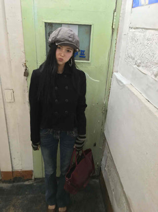 Basic Regular Fit Mandarin Collar Wool Double Coat