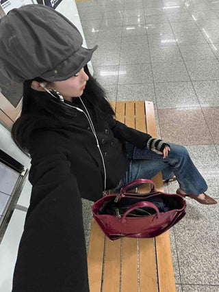 Basic Regular Fit Mandarin Collar Wool Double Coat