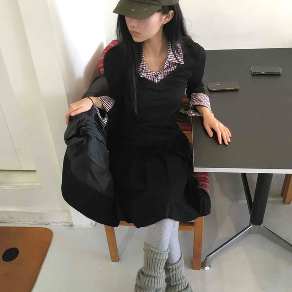 Short Bustier Asymmetrical Banded Midi Skirt