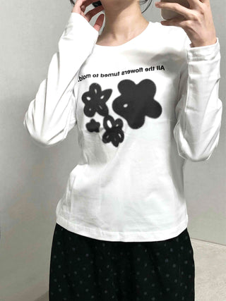 Flower Graphic Lettering Round Long Sleeve T-shirt