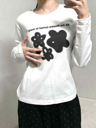 Flower Graphic Lettering Round Long Sleeve T-shirt