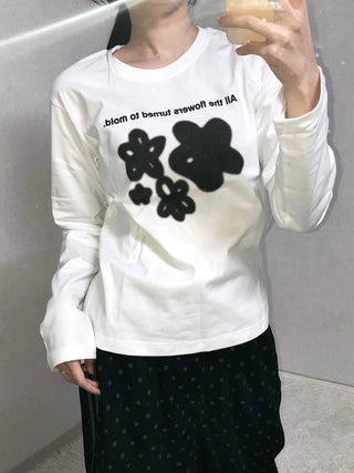 Flower Graphic Lettering Round Long Sleeve T-shirt