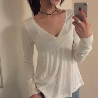 Heartneck Balloon Flare Babydoll Long Sleeve T-shirt