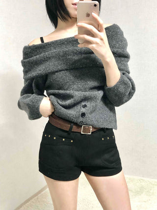 Gold Stud Detail Slim Fit High-Waisted Shorts