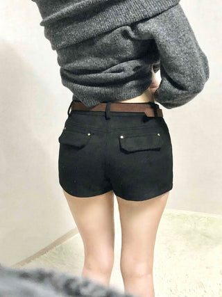 Gold Stud Detail Slim Fit High-Waisted Shorts