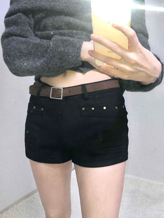 Gold Stud Detail Slim Fit High-Waisted Shorts