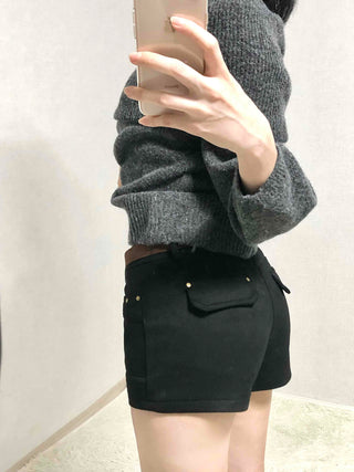 Gold Stud Detail Slim Fit High-Waisted Shorts