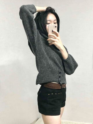 Gold Stud Detail Slim Fit High-Waisted Shorts
