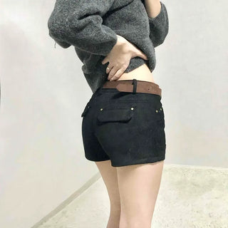Gold Stud Detail Slim Fit High-Waisted Shorts