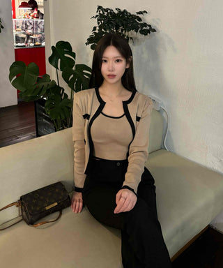Chanel Contrast Trimmed Crop Knit Two-Piece