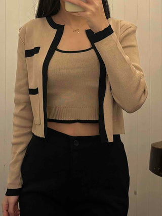 Chanel Contrast Trimmed Crop Knit Two-Piece