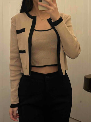 Chanel Contrast Trimmed Crop Knit Two-Piece