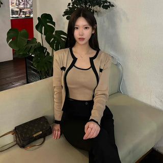 Chanel Contrast Trimmed Crop Knit Two-Piece