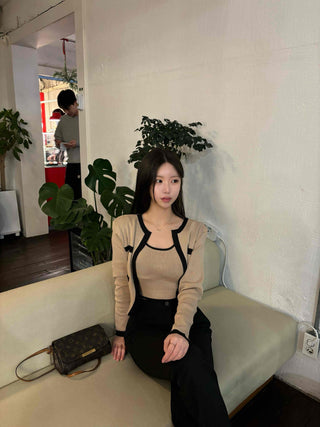 Chanel Contrast Trimmed Crop Knit Two-Piece