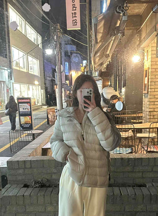 Outdoor Logo Pocket Hooded Down Padded Jacket