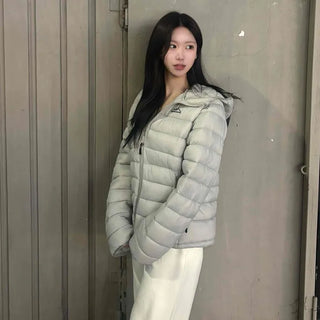 Outdoor Logo Pocket Hooded Down Padded Jacket