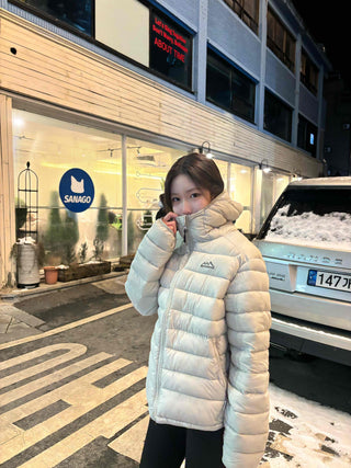 Outdoor Logo Pocket Hooded Down Padded Jacket