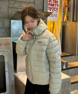 Outdoor Logo Pocket Hooded Down Padded Jacket
