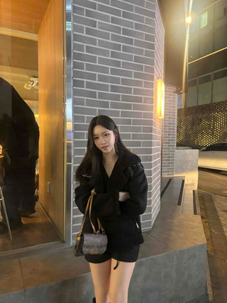 Eco Fur Trimmed Oversized Shearling Coat