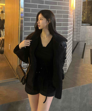 Eco Fur Trimmed Oversized Shearling Coat