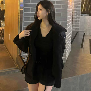 Eco Fur Trimmed Oversized Shearling Coat