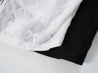 Nev Ribbon See-through Sleeve Puff Blouse