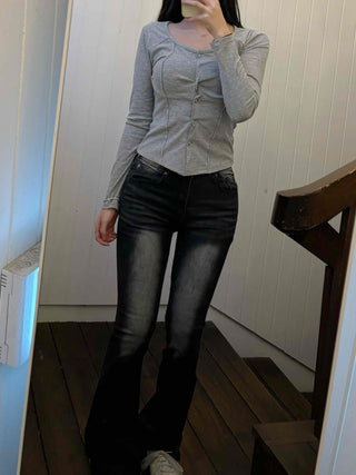 Centerline fading skinny bootcut jeans