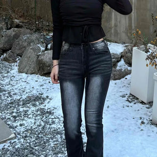 Centerline fading skinny bootcut jeans
