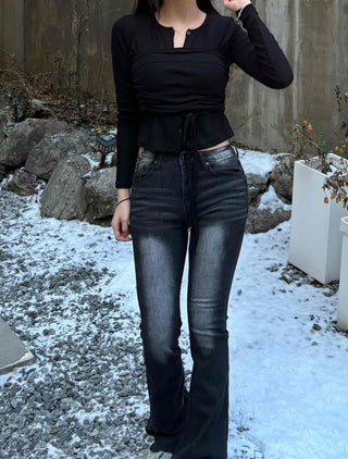 Centerline fading skinny bootcut jeans