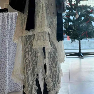 Random Dot Shirred Waistband Flare Maxi Skirt