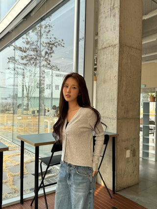 Modern Simple Round Neck Zip-Up Knit Cardigan