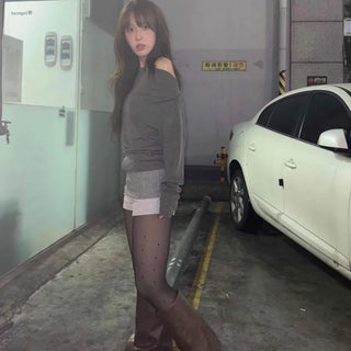 Formal Edge Fold Neckline Body Fit Long Sleeve T-shirt