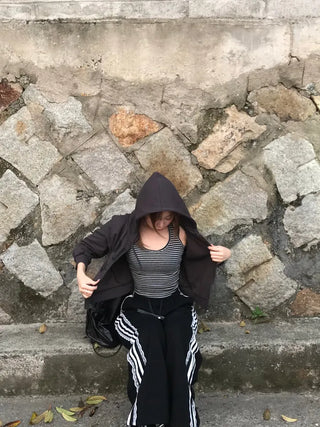 Mar Y2K Unique Hip Crop Hoodie