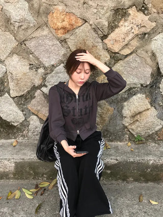 Mar Y2K Unique Hip Crop Hoodie