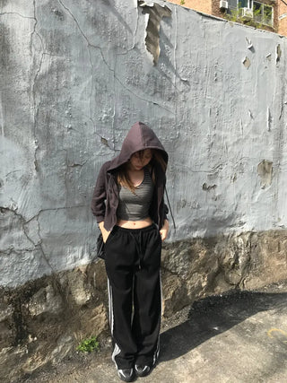Mar Y2K Unique Hip Crop Hoodie