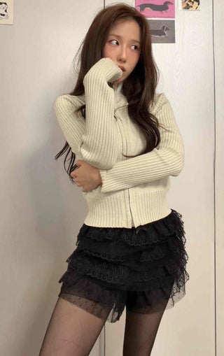 Fur-trimmed Mini High-waisted Shorts