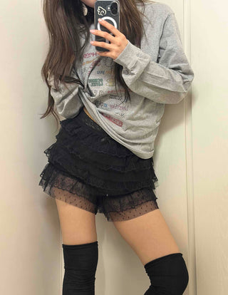 Fur-trimmed Mini High-waisted Shorts