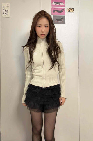 Fur-trimmed Mini High-waisted Shorts