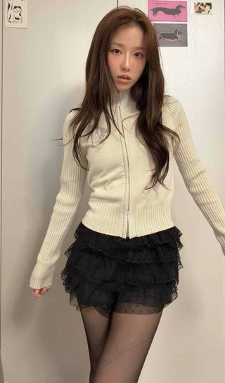 Fur-trimmed Mini High-waisted Shorts