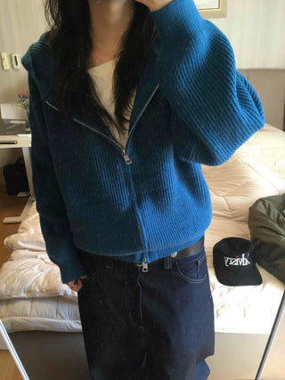 Urban Ribbed Big Zipper Oversized Short Zip-up