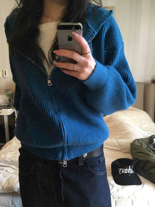 Urban Ribbed Big Zipper Oversized Short Zip-up