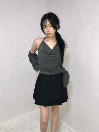 Layered Pleated High-Waisted Mini Skirt
