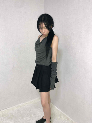 Layered Pleated High-Waisted Mini Skirt