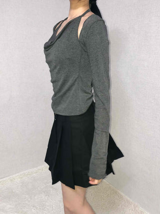 Layered Pleated High-Waisted Mini Skirt