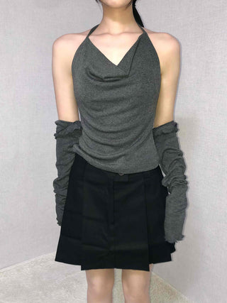 Layered Pleated High-Waisted Mini Skirt