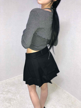 Layered Pleated High-Waisted Mini Skirt